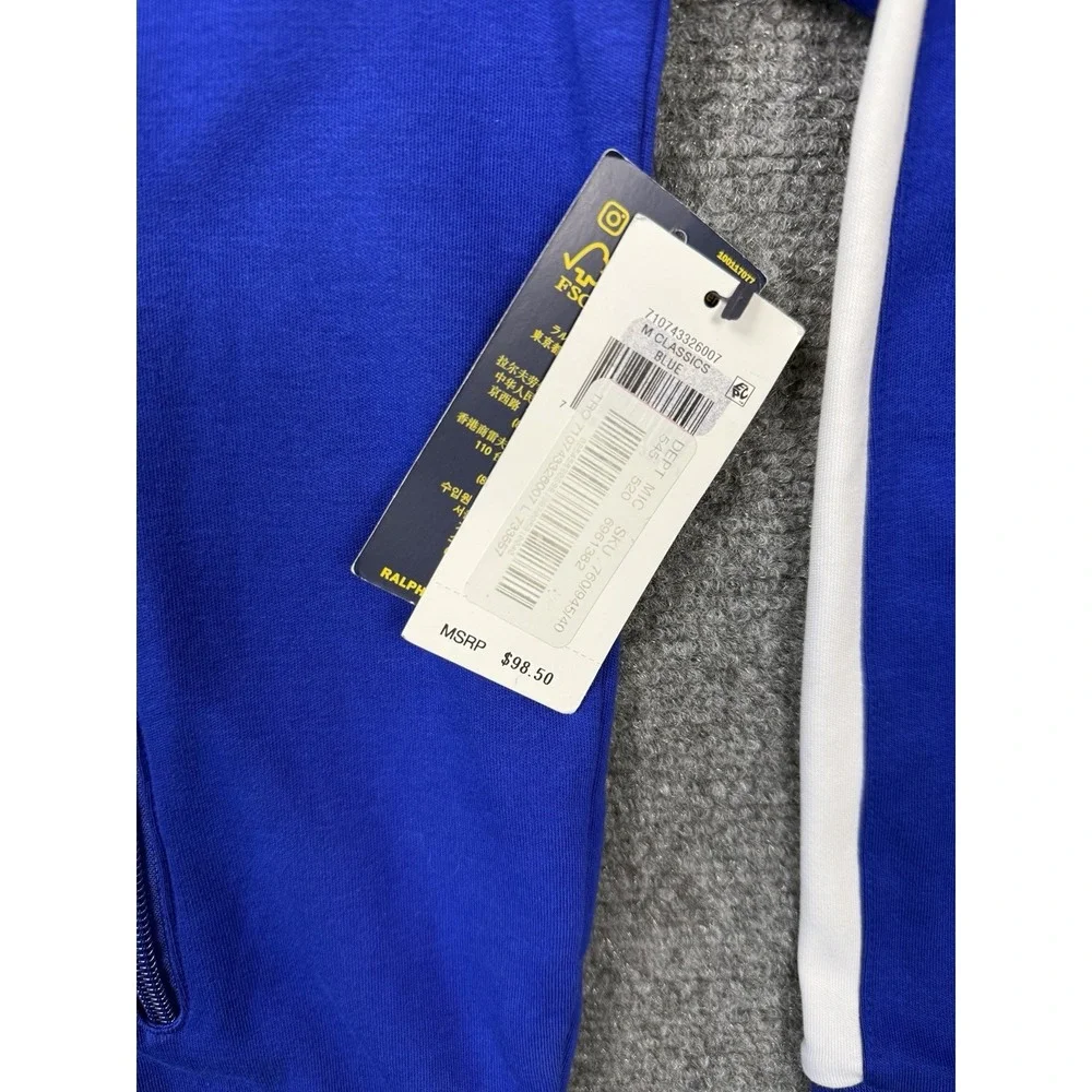 Polo Ralph Lauren Track Jacket Mens Large Blue Mock Neck Knit Full Zip NWT
